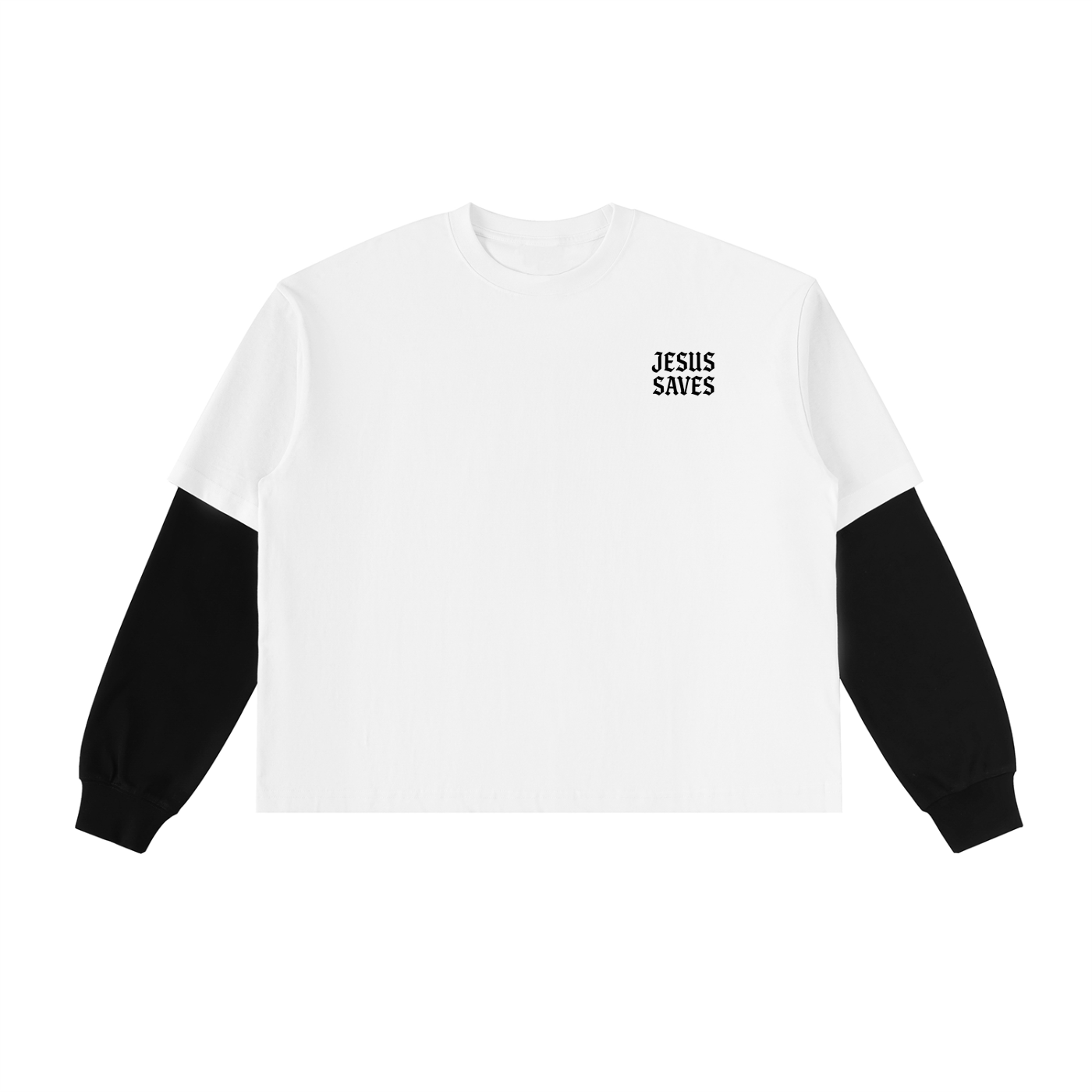 Layered Contrast Sleeve Cotton T-Shirt