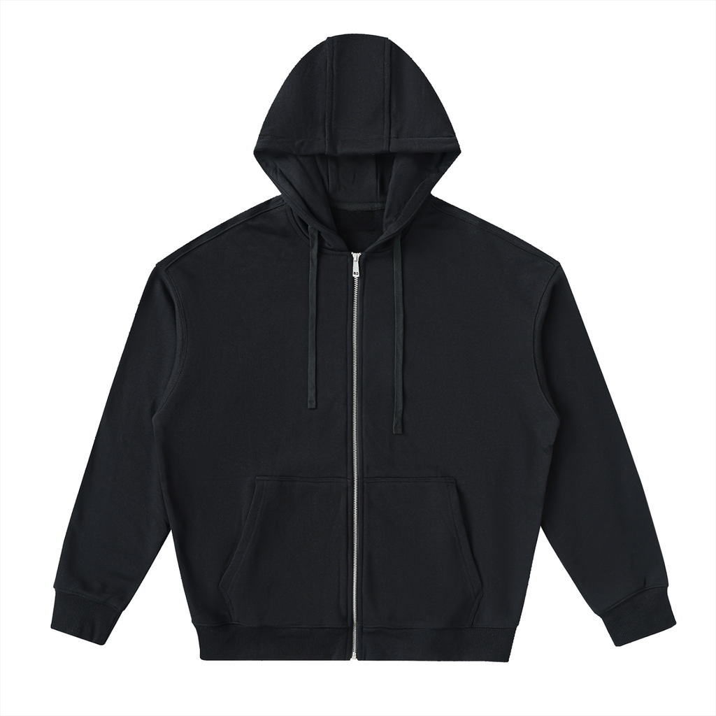 Drop-Shoulder Zip Up Hoodie