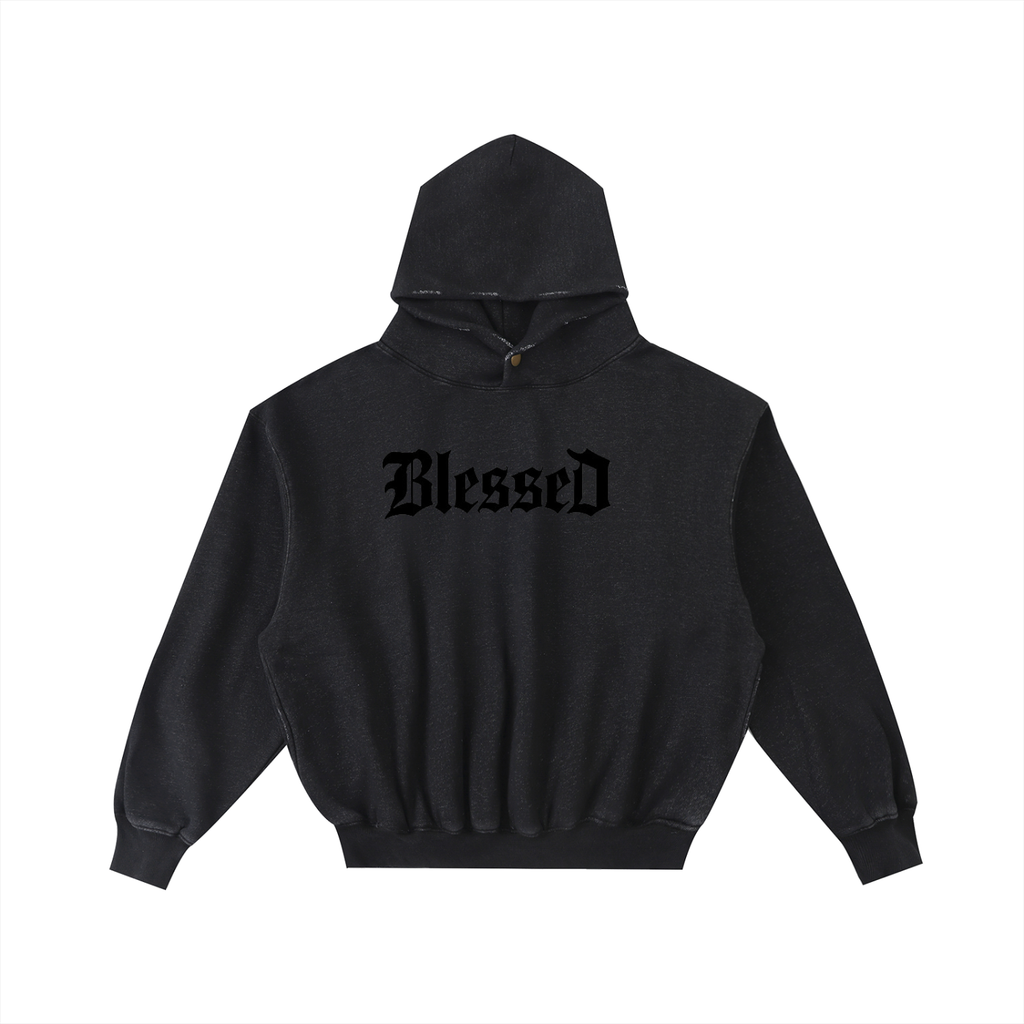 Frayed Enzyme Washed Fleece Hoodie